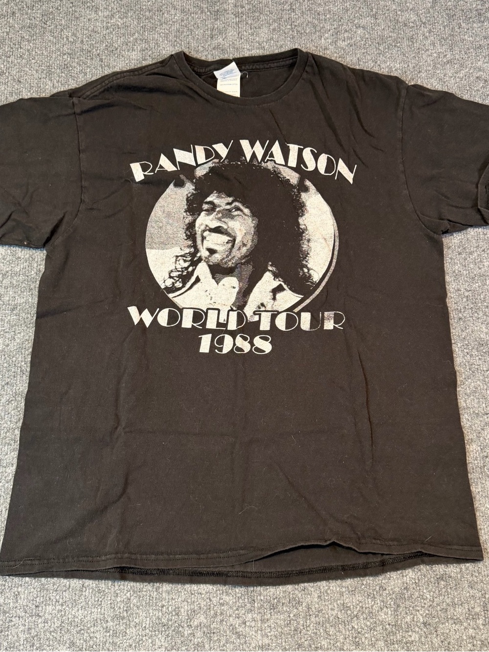 Randy Watson World Tour 1988 Graphic T Shirt Black Adult Large Movie Tee